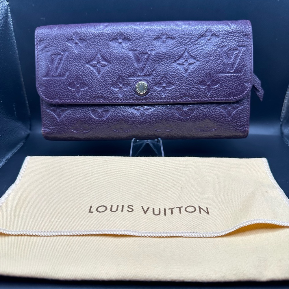 LOUIS VUITTON Monogram Empreinte Taiga Long Wallet w/Box, Storage Bag!